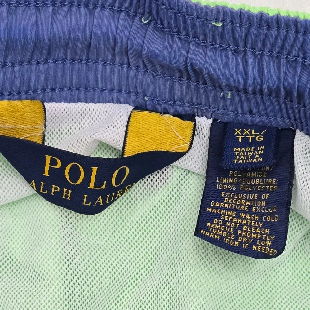 Polo Ralph Lauren Mens Swim Trunks XXL Lime Green Nylon Mesh Lined Pony Logo